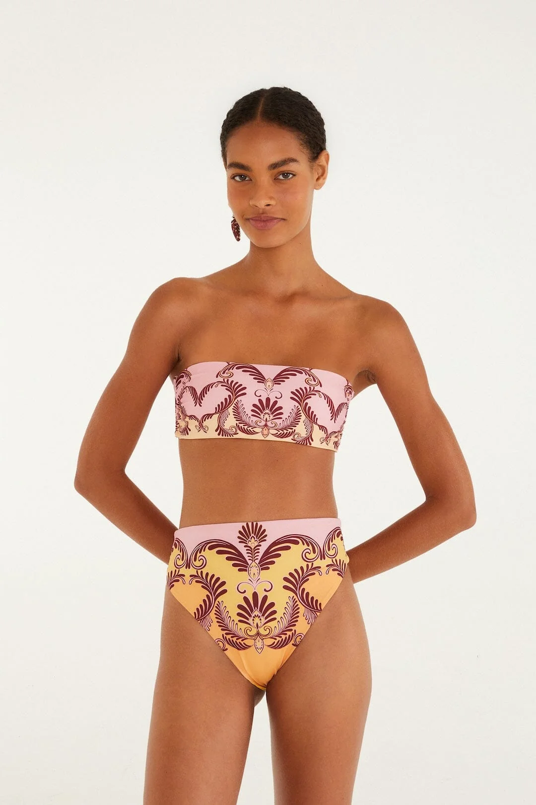 Soft Yellow Arabesc Hot Pants Bikini Bottom