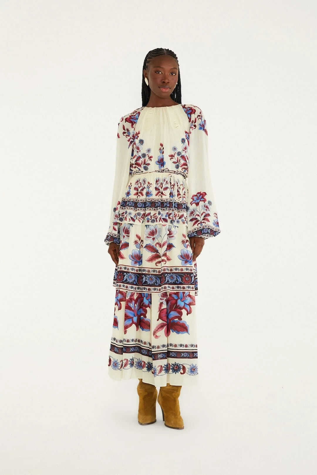 White Malu Winter Cut-Out Long Sleeve Maxi Dress