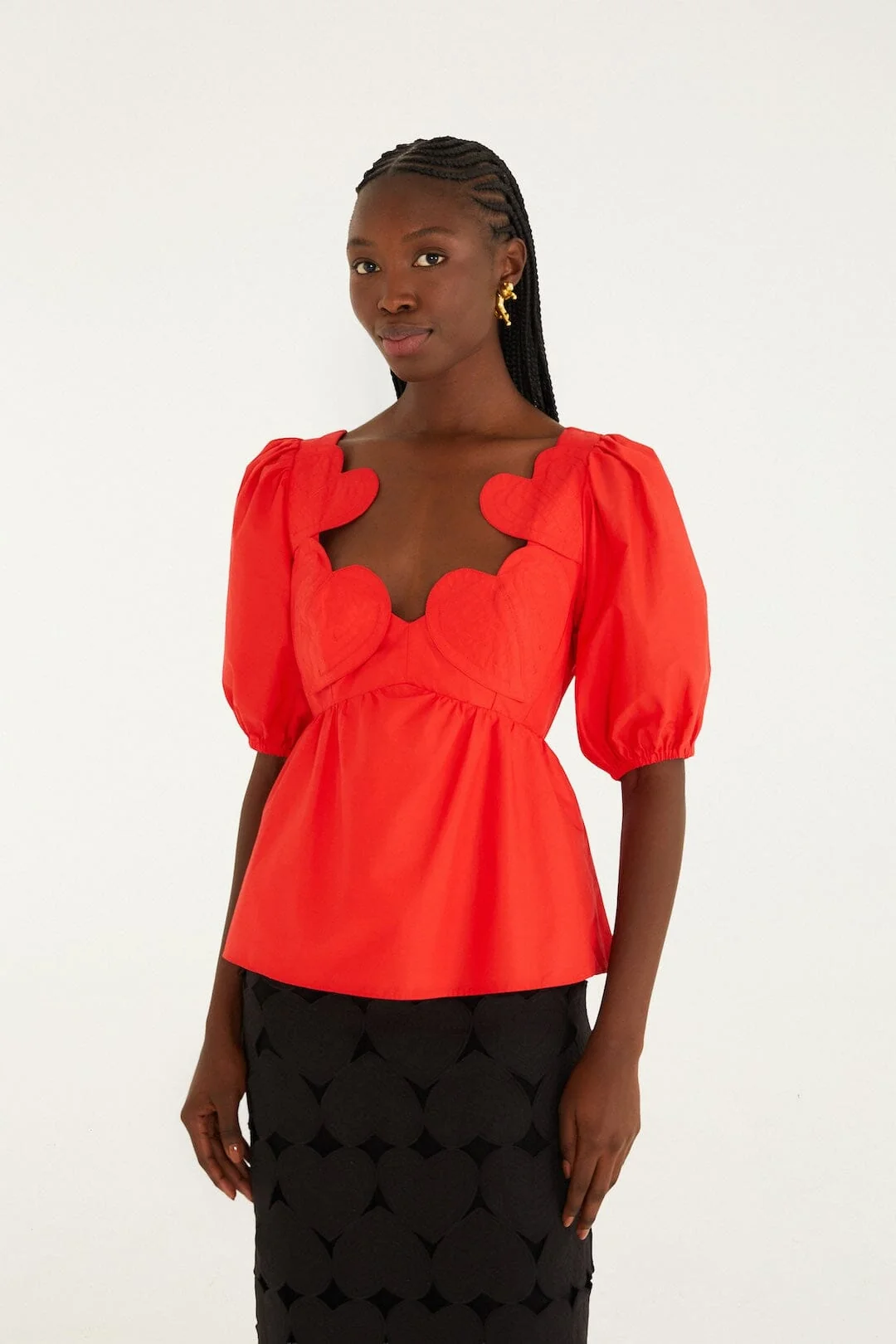 Red Heart Short Sleeve  Blouse