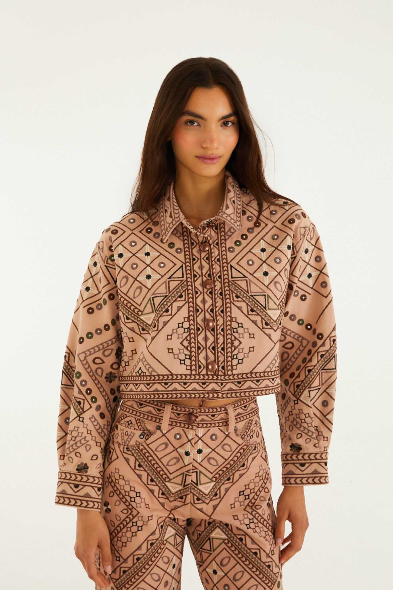 Beige Cosmopolitan Collared Crop Jacket